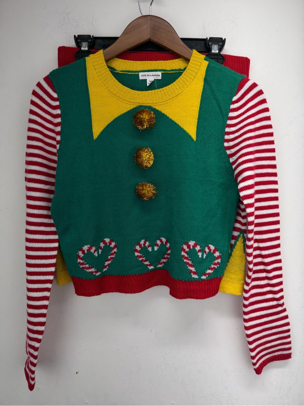 Love On A Hanger size Medium Juniors Elf Ugly Christmas Sweater & Skirt Set NWT